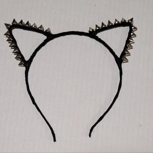 Black Silver Spiked Cat Ear Gothic Headband